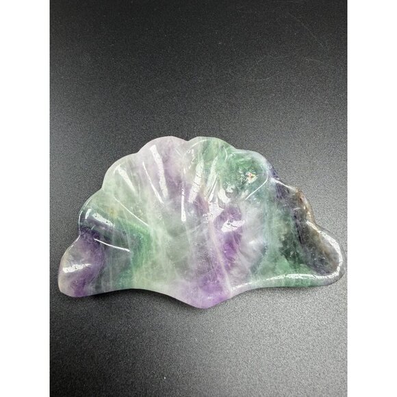 Other - Natural Fluorite Shell Dish Bowl Hand Carved Stone Healing Crystal UVs 182g 4"